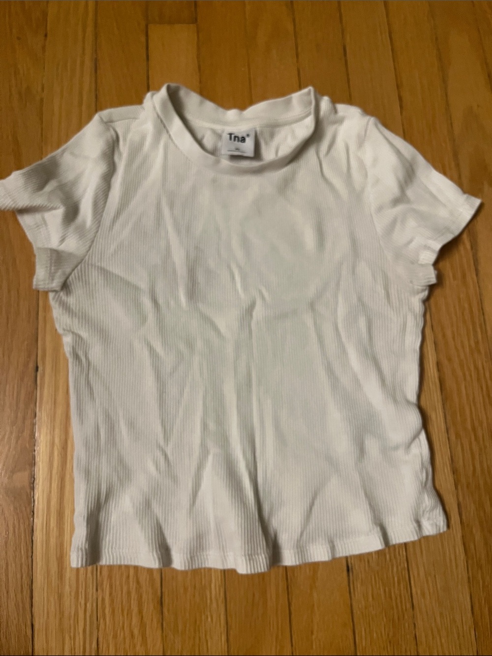 TNA white Ribbed Short Sleeve Crew Tee